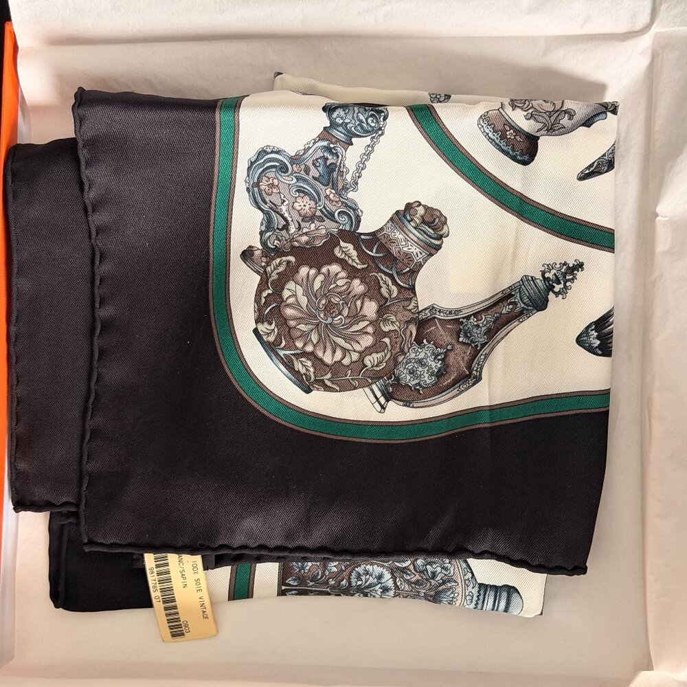 VINTAGE HERMES SILK "LES FLACONS" 70 SCARF BY CATHERINE BASCHET